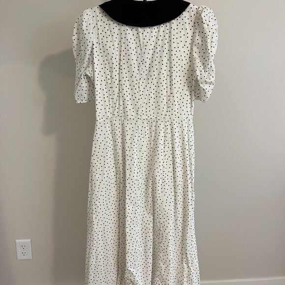 Reformation Edna White Black Polka Dot Midi Dress Size 10 - Picture 3 of 4